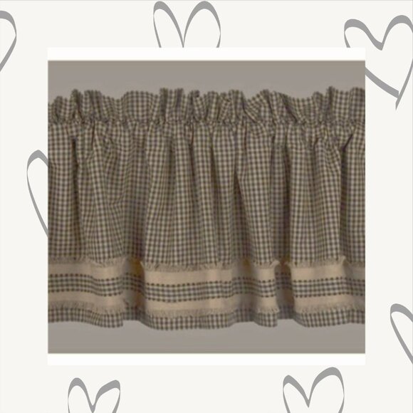 ⭐Free Ship~Love Offers! 4 Valances New Primitive Home Newbury Black Khaki 72x15 - Picture 2 of 5